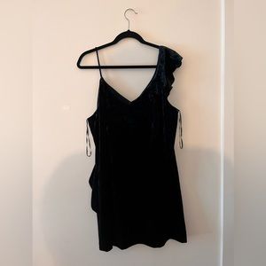 Velvet Mini Dress | Highline Collective | Shoulder Ruffle | Good Cond Worn Once